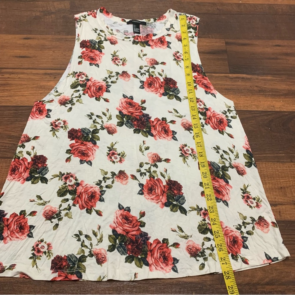 Forever 21 White Rose Floral Sleeveless Lightweight Tank Top Women’s Size L - Picture 6 of 6